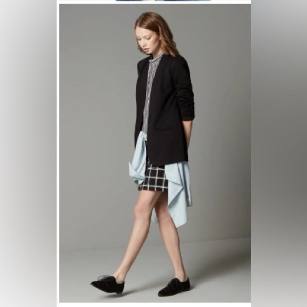 Madewell Women's Size 6 Black‎ Tribune 1-Button Collarless Blazer